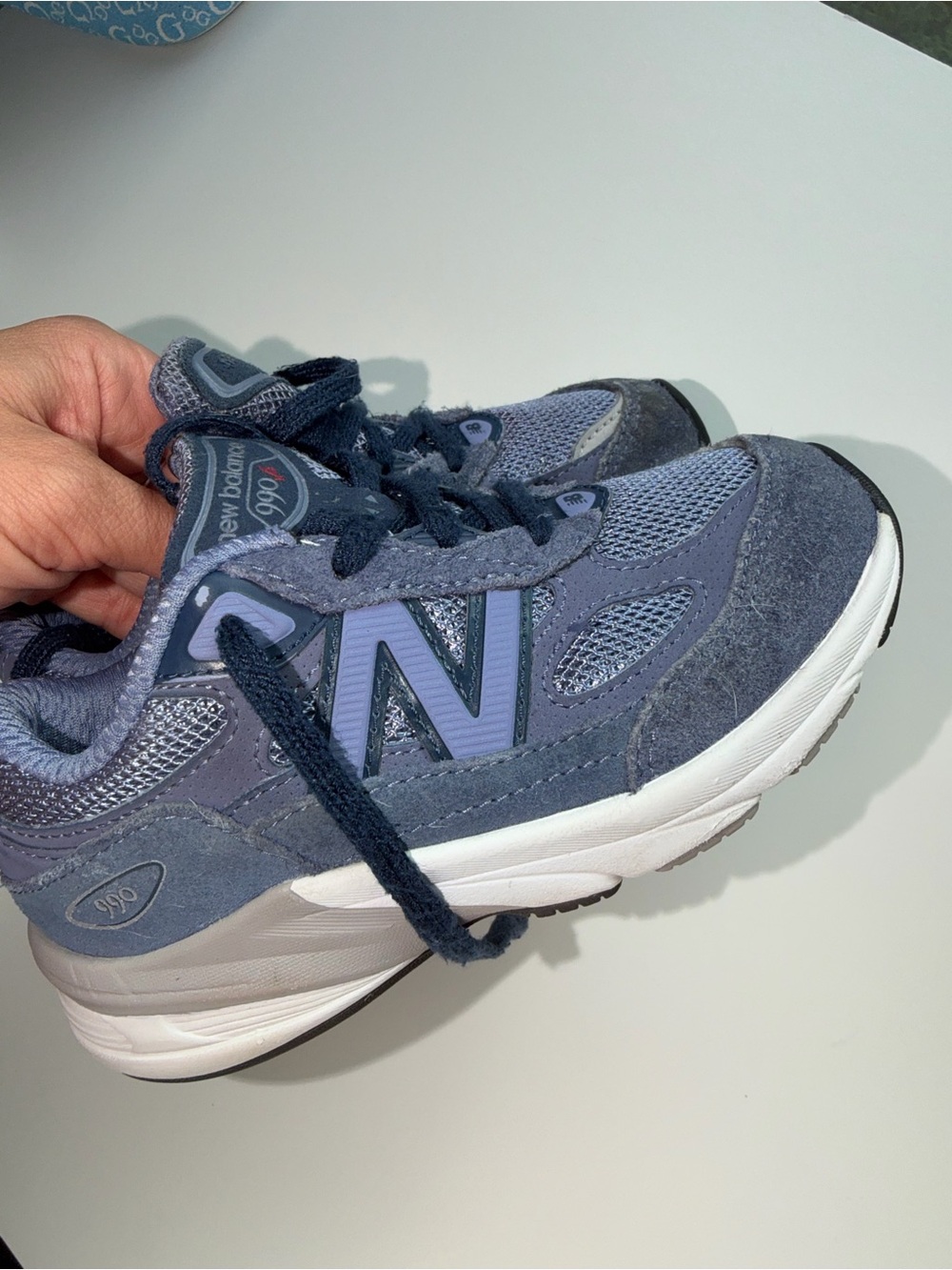 New Balance Kids' Navy and Gray 990 Running Sneakers